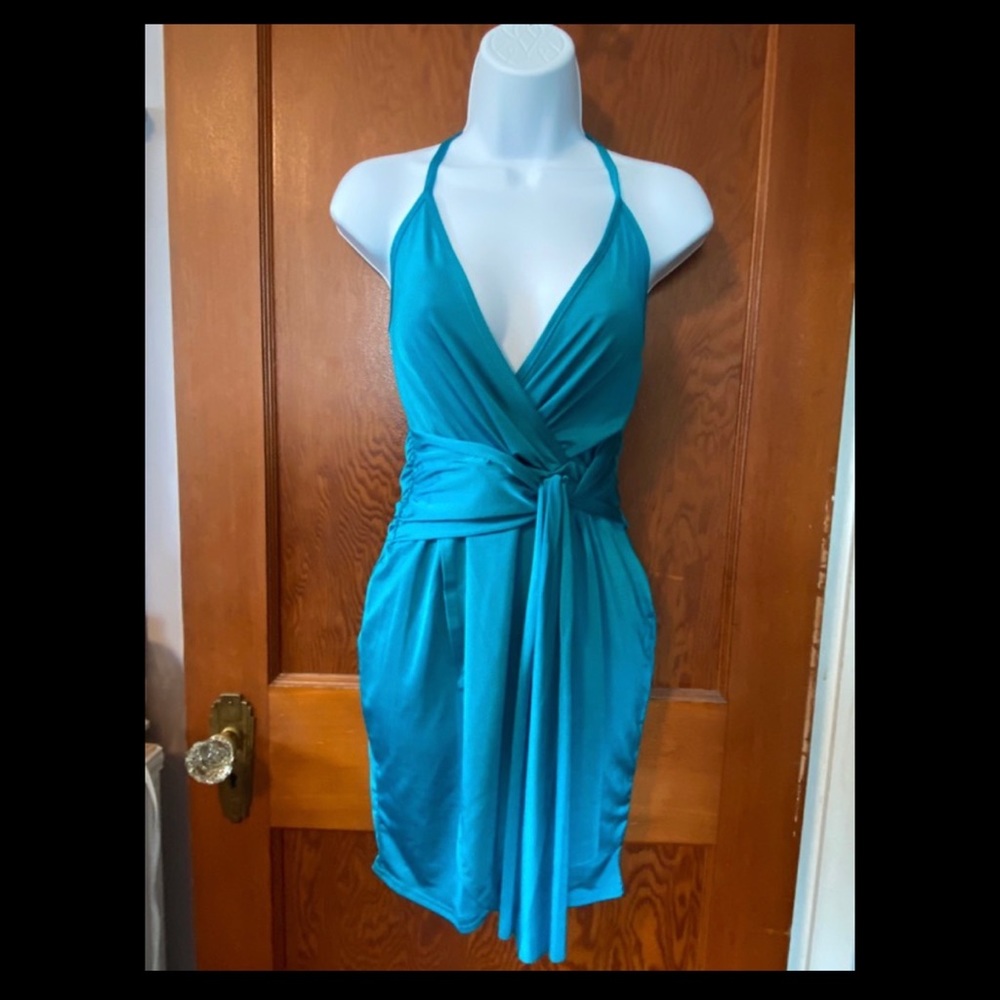 NWT boohoo turquoise wrap dress